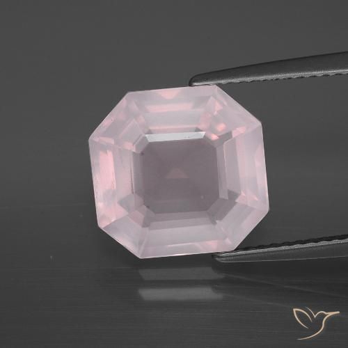 5.36ct Natural Rosado rosa muy claro Cuarzo rosa, corte esmeralda, Transparente