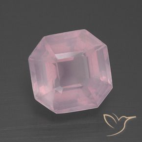 Cuarzo rosa Rosado medio natural de 4.31 ct, Corte Octágono / Esmeralda, Transparente