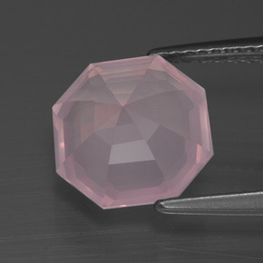 Cuarzo rosa rosa natural de 3,98 ct, corte esmeralda, transparente
