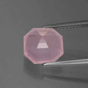 Cuarzo rosa rosado rosa medio natural de 3,98 ct, corte esmeralda, transparente