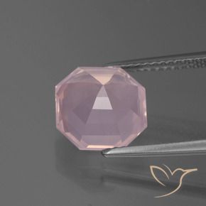 Cuarzo rosa Rosado claro natural de 4.00 ct, Corte Octágono / Esmeralda, Transparente