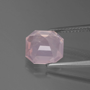 Cuarzo rosa rosa natural de 3,02 ct, corte esmeralda, transparente