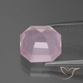 Cuarzo rosa Rosado cereza claro natural de 5.41 ct, Corte Octágono / Esmeralda, Transparente