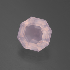 Cuarzo Rosa Rosado Bubblegum natural de 3.68 ct, corte esmeralda, Transparente