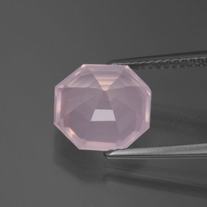 Cuarzo Rosa Rosado Bubblegum natural de 3.68 ct, corte esmeralda, Transparente