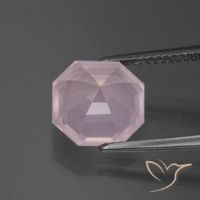 Cuarzo rosa Rosado Bubblegum natural de 3.75 ct, Corte Octágono / Esmeralda, Transparente