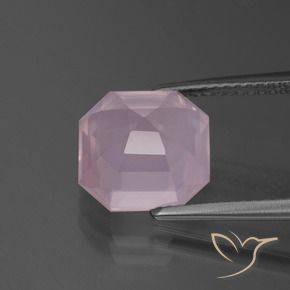 Cuarzo rosa Rosado claro natural de 4.35 ct, Corte Octágono / Esmeralda, Transparente
