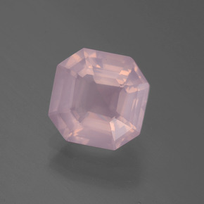 Cuarzo Rosa Rosado claro natural de 3.08 ct, corte esmeralda, Transparente