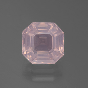 Cuarzo Rosa Rosado claro natural de 3.99 ct, corte esmeralda, Transparente
