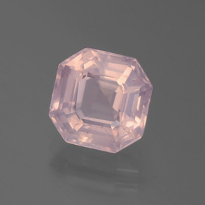 Cuarzo Rosa Rosado claro natural de 3.99 ct, corte esmeralda, Transparente