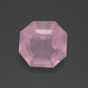Cuarzo Rosa Rosado Bubblegum natural de 3.53 ct, corte esmeralda, Transparente