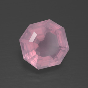 Cuarzo Rosa Rosado Bubblegum natural de 3.53 ct, corte esmeralda, Transparente