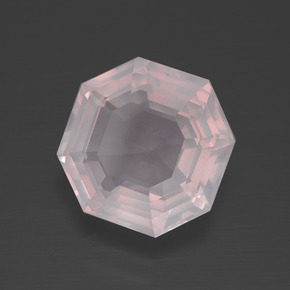 Cuarzo Rosa Rosado muy claro natural de 3.35 ct, corte esmeralda, Transparente