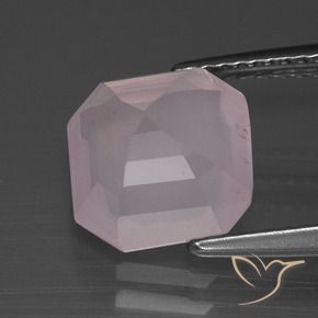 Cuarzo rosa Rosado claro natural de 3.29 ct, Corte Octágono / Esmeralda, Transparente