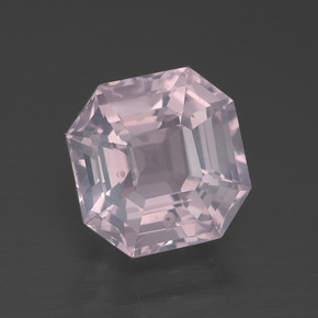 Cuarzo Rosa Rosado rosa muy claro natural de 3.56 ct, corte esmeralda, Transparente
