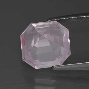 Cuarzo Rosa Rosado rosa muy claro natural de 3.56 ct, corte esmeralda, Transparente