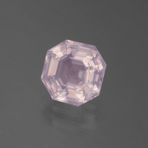 Cuarzo Rosa Rosado cereza claro natural de 2.56 ct, corte esmeralda, Transparente