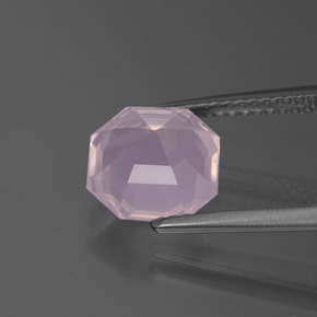 Cuarzo Rosa Rosado cereza claro natural de 2.56 ct, corte esmeralda, Transparente
