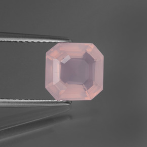 Cuarzo rosa rosa natural de 2,20 ct, corte esmeralda, transparente