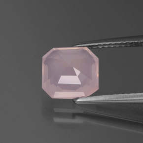 Cuarzo rosa rosa natural de 2,20 ct, corte esmeralda, transparente