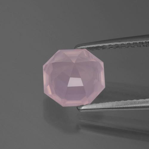 Cuarzo Rosa Rosado claro natural de 2.57 ct, corte esmeralda, Transparente