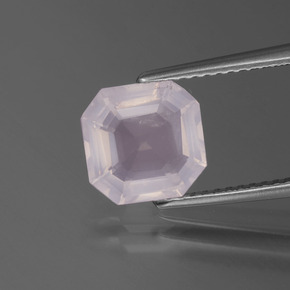 Cuarzo rosa rosado muy claro natural de 2,17 ct, corte esmeralda, transparente