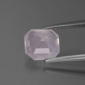 Cuarzo rosa rosado muy claro natural de 2,17 ct, corte esmeralda, transparente