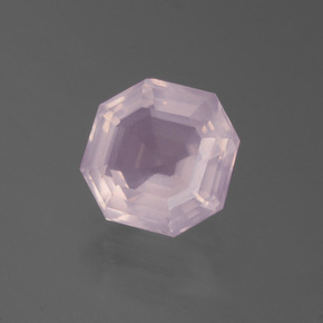 Cuarzo Rosa Rosado claro natural de 3.35 ct, corte esmeralda, Transparente