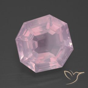 Cuarzo rosa Rosado Bubblegum natural de 10.19 ct, Corte Octágono / Esmeralda, Transparente