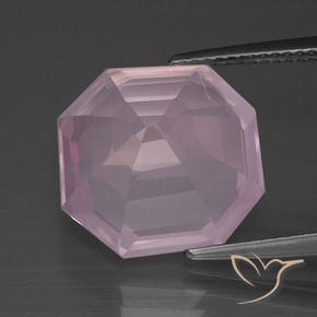 Cuarzo rosa Rosado Bubblegum natural de 10.19 ct, Corte Octágono / Esmeralda, Transparente