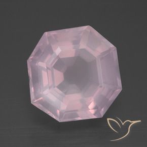 Cuarzo rosa Rosado Bubblegum natural de 10.56 ct, Corte Octágono / Esmeralda, Transparente