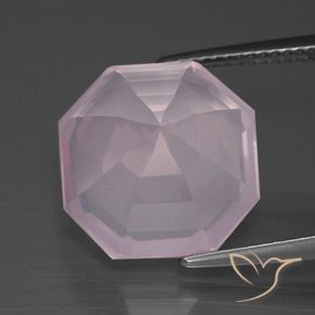 Cuarzo rosa Rosado Bubblegum natural de 10.56 ct, Corte Octágono / Esmeralda, Transparente
