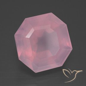 Cuarzo rosa Rosado rosa medio natural de 11.28 ct, Corte Octágono / Esmeralda, Transparente