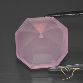 Cuarzo rosa Rosado rosa medio natural de 11.28 ct, Corte Octágono / Esmeralda, Transparente