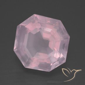 Cuarzo rosa Rosado Bubblegum natural de 11.30 ct, Corte Octágono / Esmeralda, Transparente