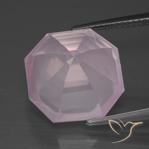 Cuarzo rosa Rosado Bubblegum natural de 11.30 ct, Corte Octágono / Esmeralda, Transparente