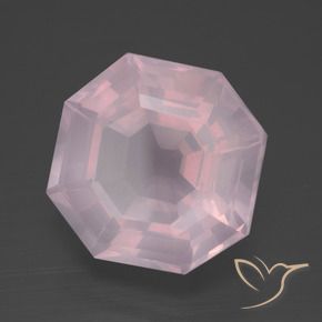 Cuarzo rosa Rosado claro natural de 12.21 ct, Corte Octágono / Esmeralda, Transparente