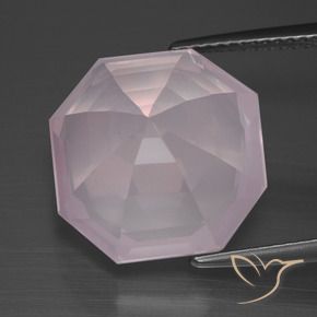 Cuarzo rosa Rosado claro natural de 12.21 ct, Corte Octágono / Esmeralda, Transparente