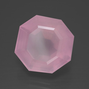 Cuarzo rosa rosa natural de 12,44 ct, corte esmeralda, transparente