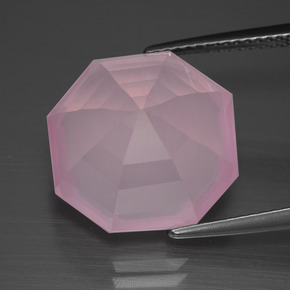 Cuarzo rosa rosa natural de 12,44 ct, corte esmeralda, transparente