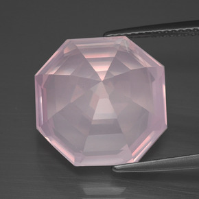 Cuarzo rosa rosa natural de 13,25 ct, corte esmeralda, transparente