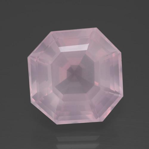 Cuarzo Rosa Rosado Bubblegum natural de 16.13 ct, corte esmeralda, Transparente