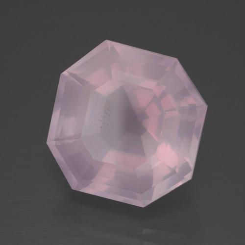 Cuarzo Rosa Rosado Bubblegum natural de 16.13 ct, corte esmeralda, Transparente