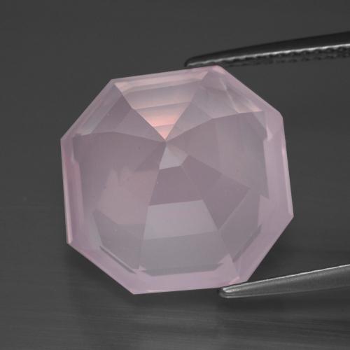 Cuarzo Rosa Rosado Bubblegum natural de 16.13 ct, corte esmeralda, Transparente