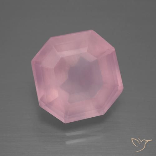 Cuarzo rosa Rosado rosa medio natural de 9.63 ct, Corte Octágono / Esmeralda, Transparente