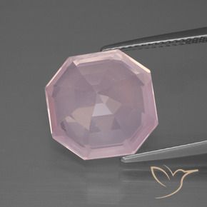 Cuarzo rosa Rosado claro natural de 8.93 ct, Corte Octágono / Esmeralda, Transparente