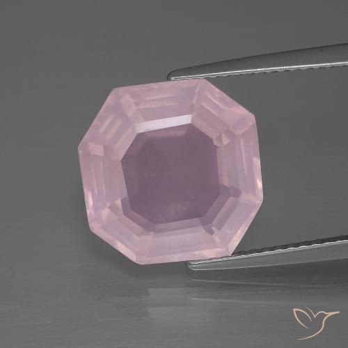 7.71ct Natural Rosado claro Cuarzo rosa, corte esmeralda, Transparente