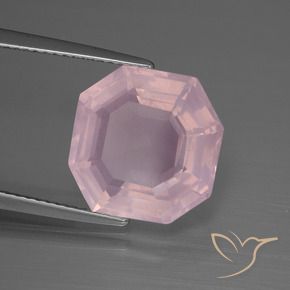 Cuarzo rosa Rosado claro natural de 7.71 ct, Corte Octágono / Esmeralda, Transparente