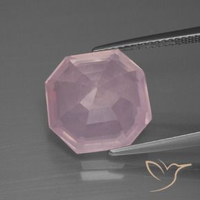 Cuarzo rosa Rosado claro natural de 7.71 ct, Corte Octágono / Esmeralda, Transparente
