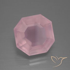 Cuarzo rosa Rosado rosa medio natural de 9.72 ct, Corte Octágono / Esmeralda, Transparente